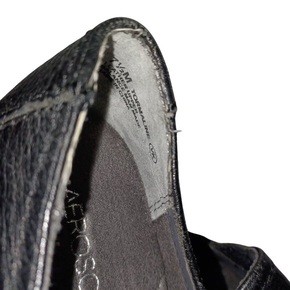 Aerosols Women Slip On Low Wedge Shoe Black Leather 7.5 NWOT Comfy Office Loafer - Picture 3 of 11